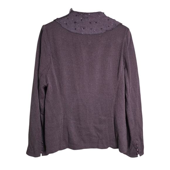 St. John Evening Knits Dusty Purple Jacket Trim Appliques Size 14 XL Santana - Picture 2 of 9